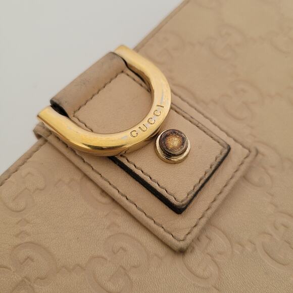 GUCCI D-Ring Abbey Clutch Wallet Large Monogram Bifold Beige Tan Vintage Designe - Picture 12 of 12
